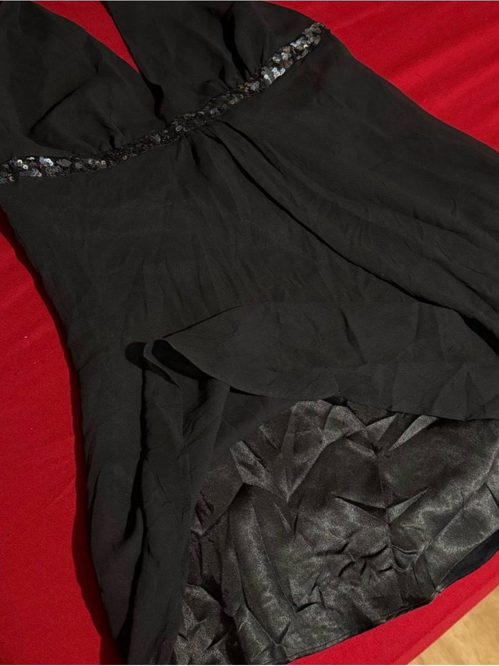 Black Strapless Sequin-Trim Dress